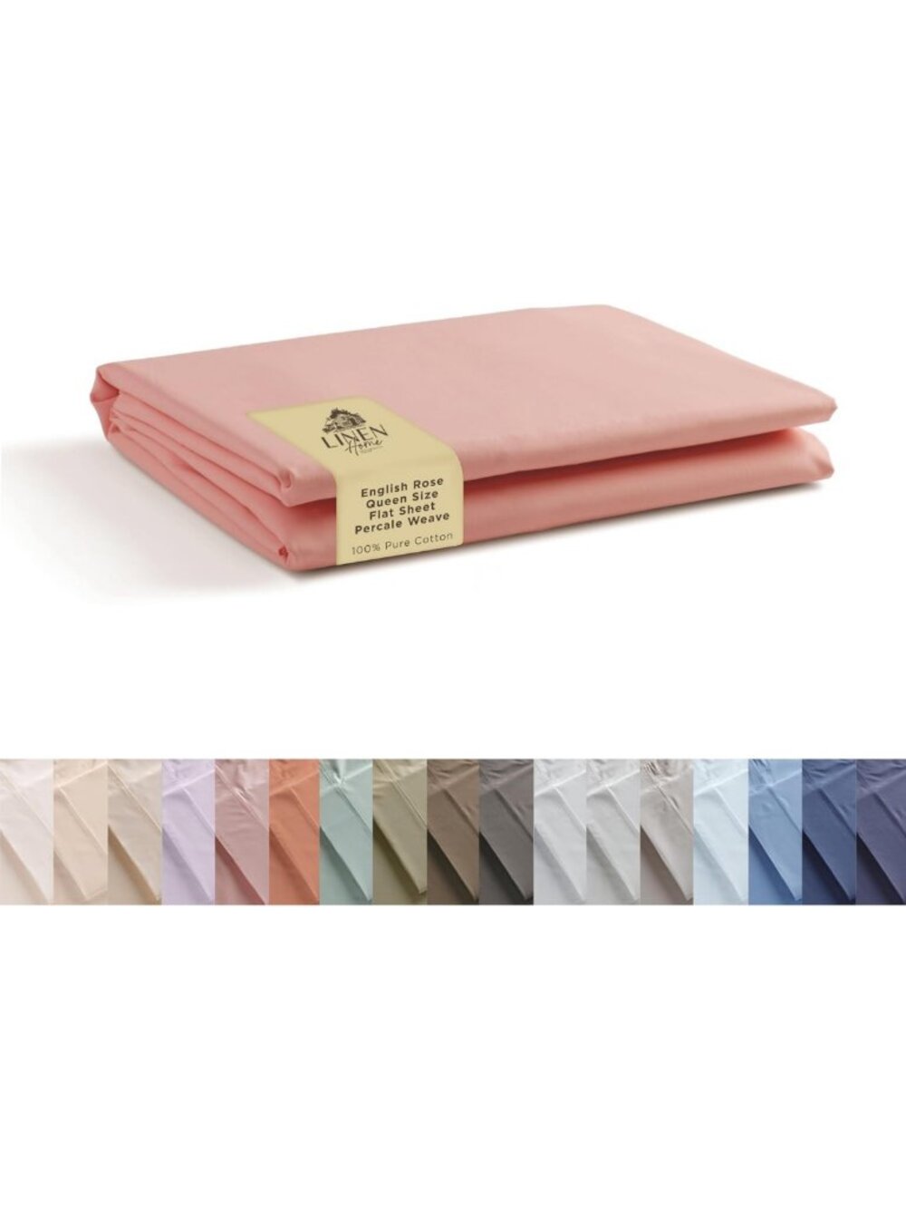 Queen Size 100% Cotton Percale Flat Sheet - Crisp, Cool, Luxury Bed Linen